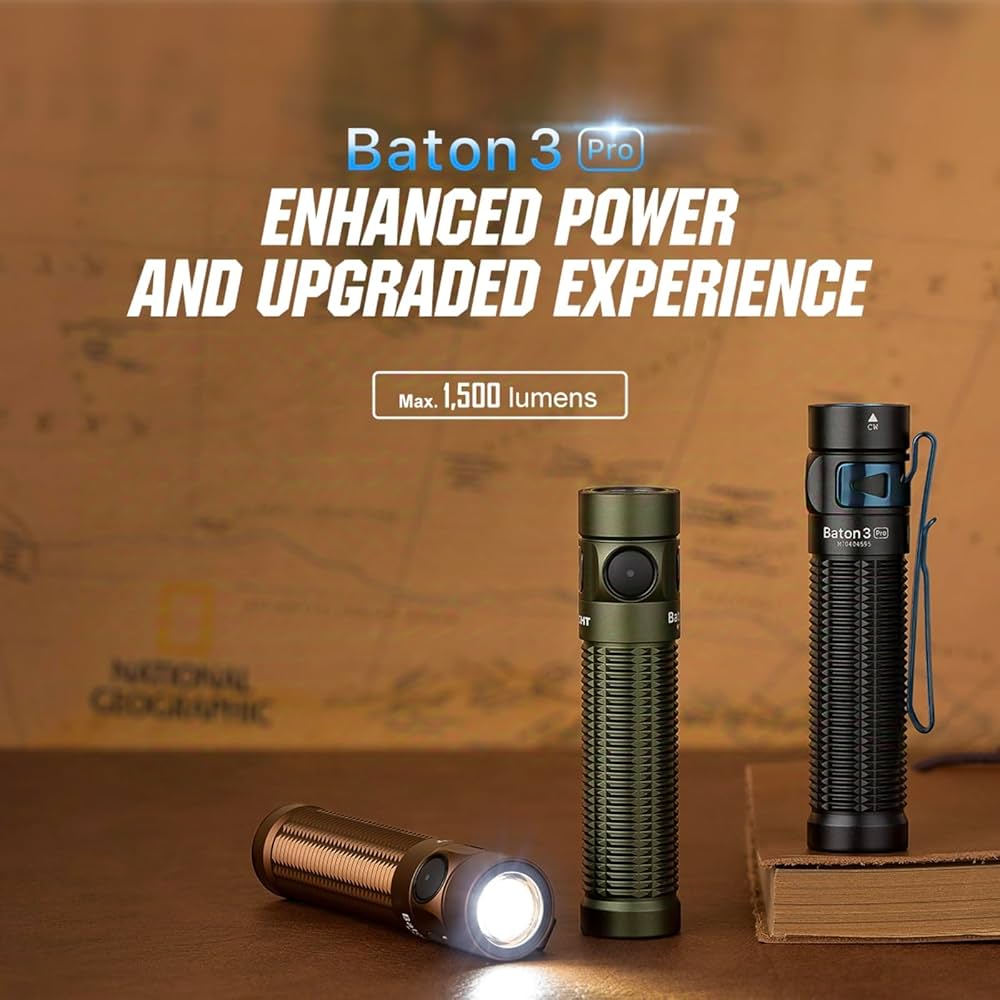 OLIGHT Baton3 Pro EDC Rechargeable Flashlights 1500 Lumens